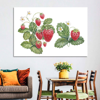 Fresh Strawberry Botanical Illustration Wall Art
