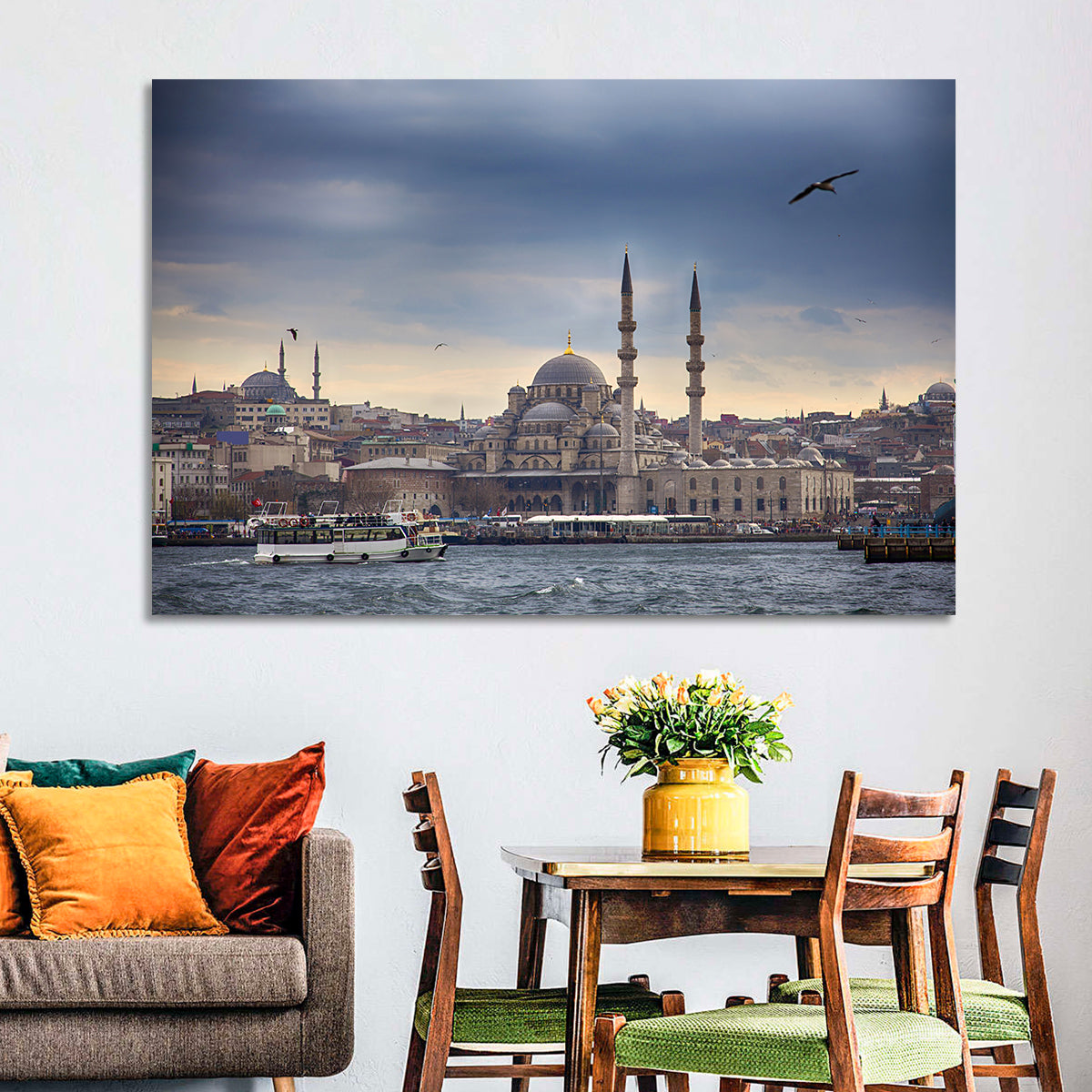 Istanbul Skyline with New Mosque Wall Art in a room, landscape