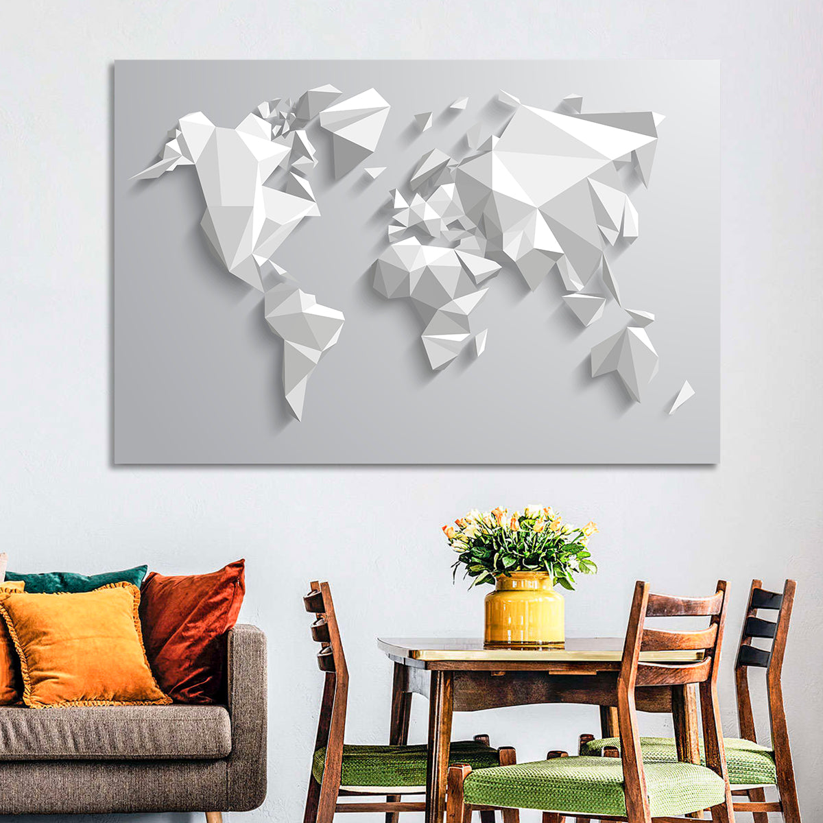 Faceted Triangular World Map Wall Art