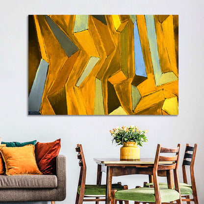 Golden Blocks Abstract Wall Art