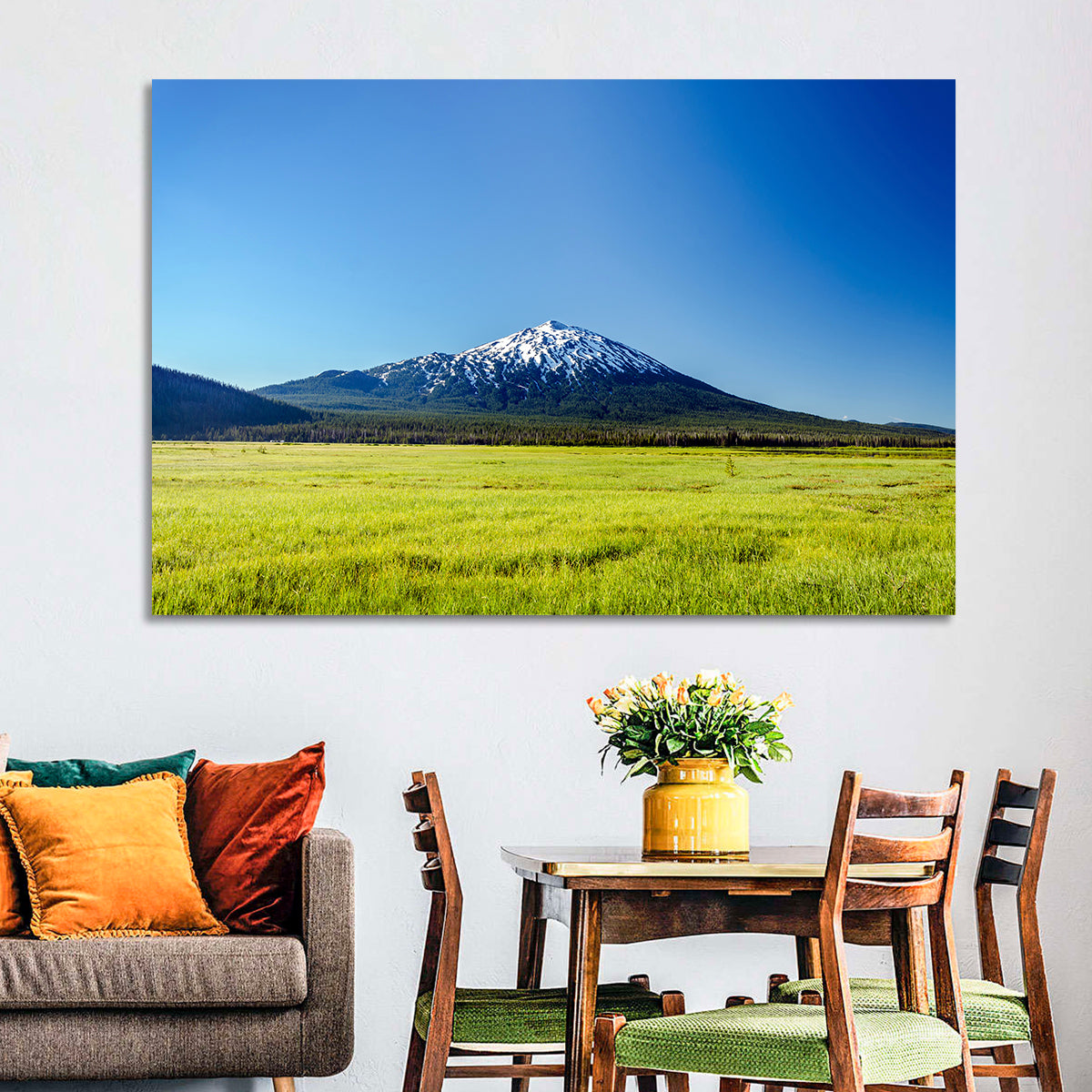 Mount Bachelor Wall Art in a room, landscape