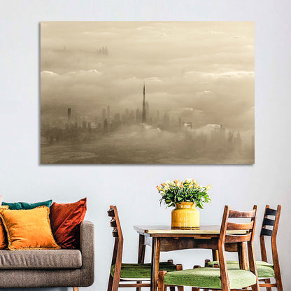 Dubai Haze Over Burj Khalifa Wall Art