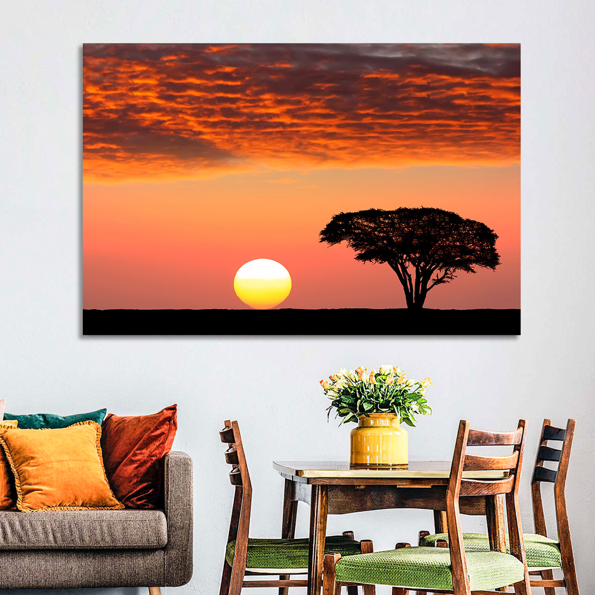 Serengeti Sunset Silhouette Wall Art