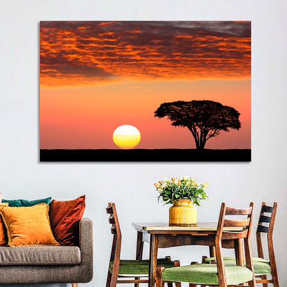 Serengeti Sunset Silhouette Wall Art