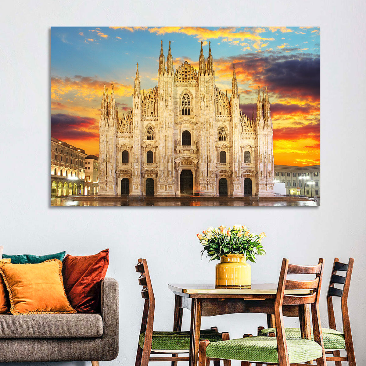 Milan Duomo at Sunset Wall Art in a room, landscape