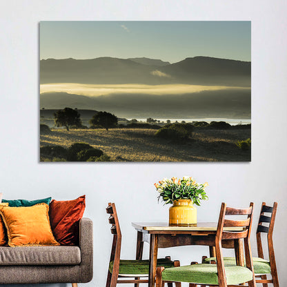 Lake Omodeo Morning Mist Wall Art