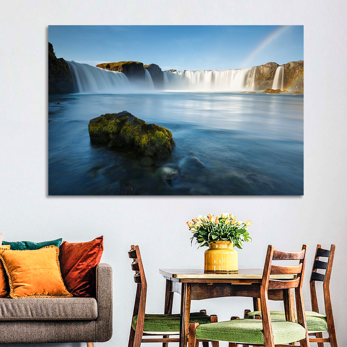 Goðafoss Waterfall, Mývatn Wall Art in a room, landscape