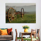 Weathered Wagon in Morning Mist Wall Art