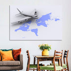 Airplane Over World Map Wall Art