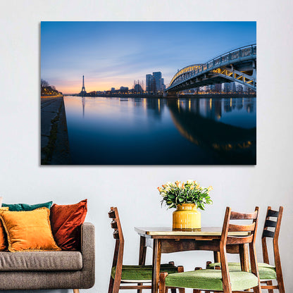 Eiffel Tower Golden Hour Reflection Wall Art