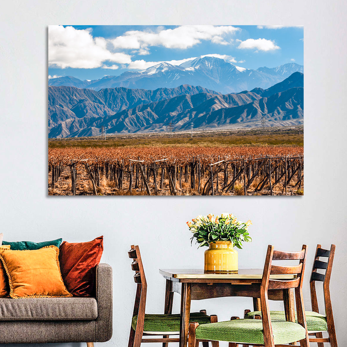 Volcano Aconcagua And Vineyard Wall Art