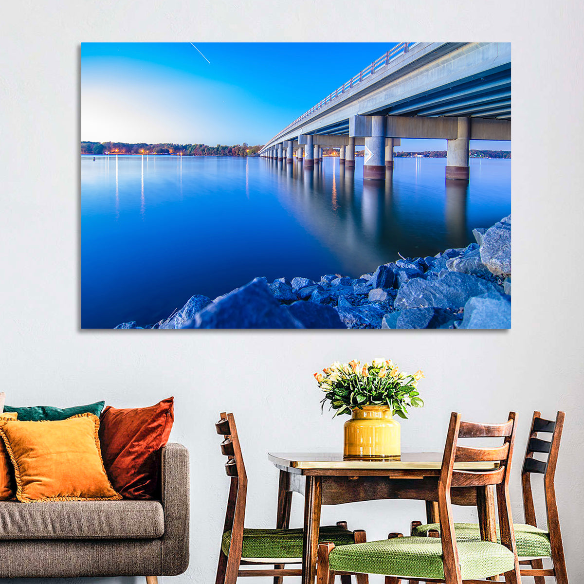 Lake Wylie Bridge at Twilight Wall Art