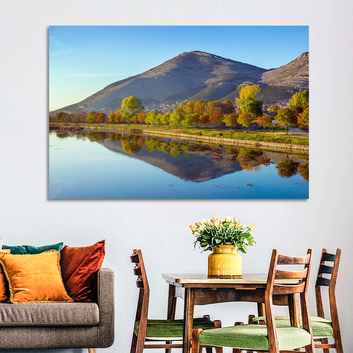 Trebišnjica River Reflection, Trebinje Wall Art in a room, landscape