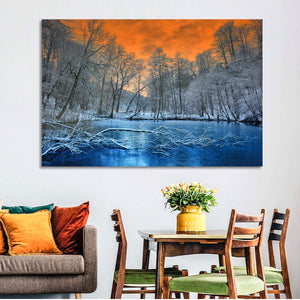 Winter Forest Lake Wall Art