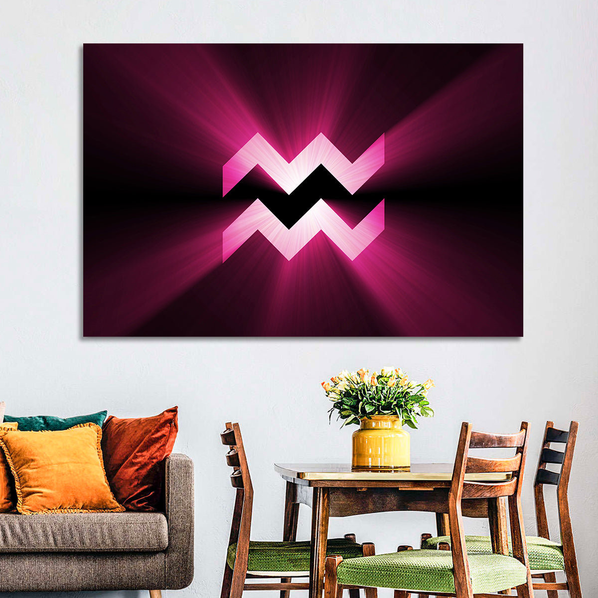 Magenta Aquarius Symbol Wall Art