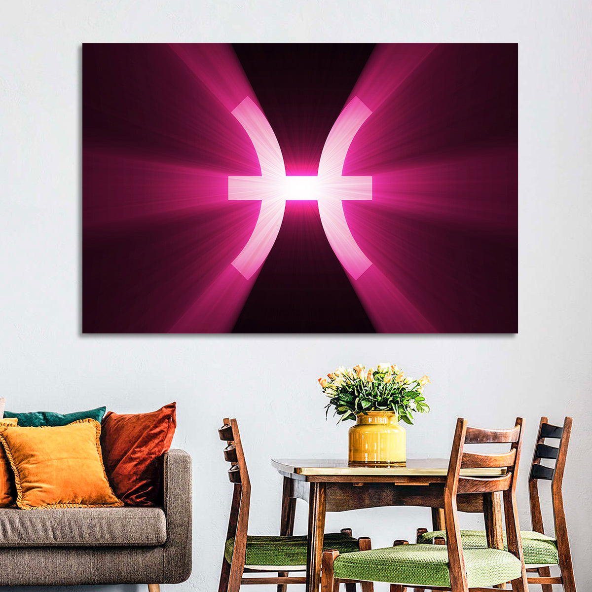 Magenta Pisces Symbol Wall Art