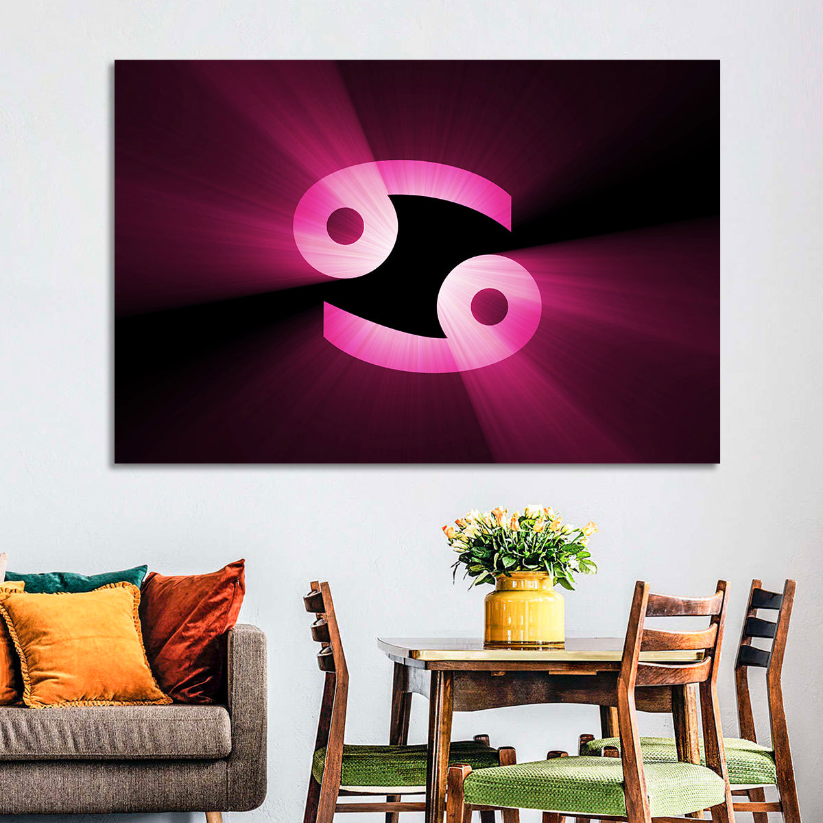 Glowing Pink Cancer Symbol Wall Art