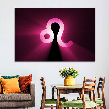 Glowing Magenta Leo Symbol Wall Art