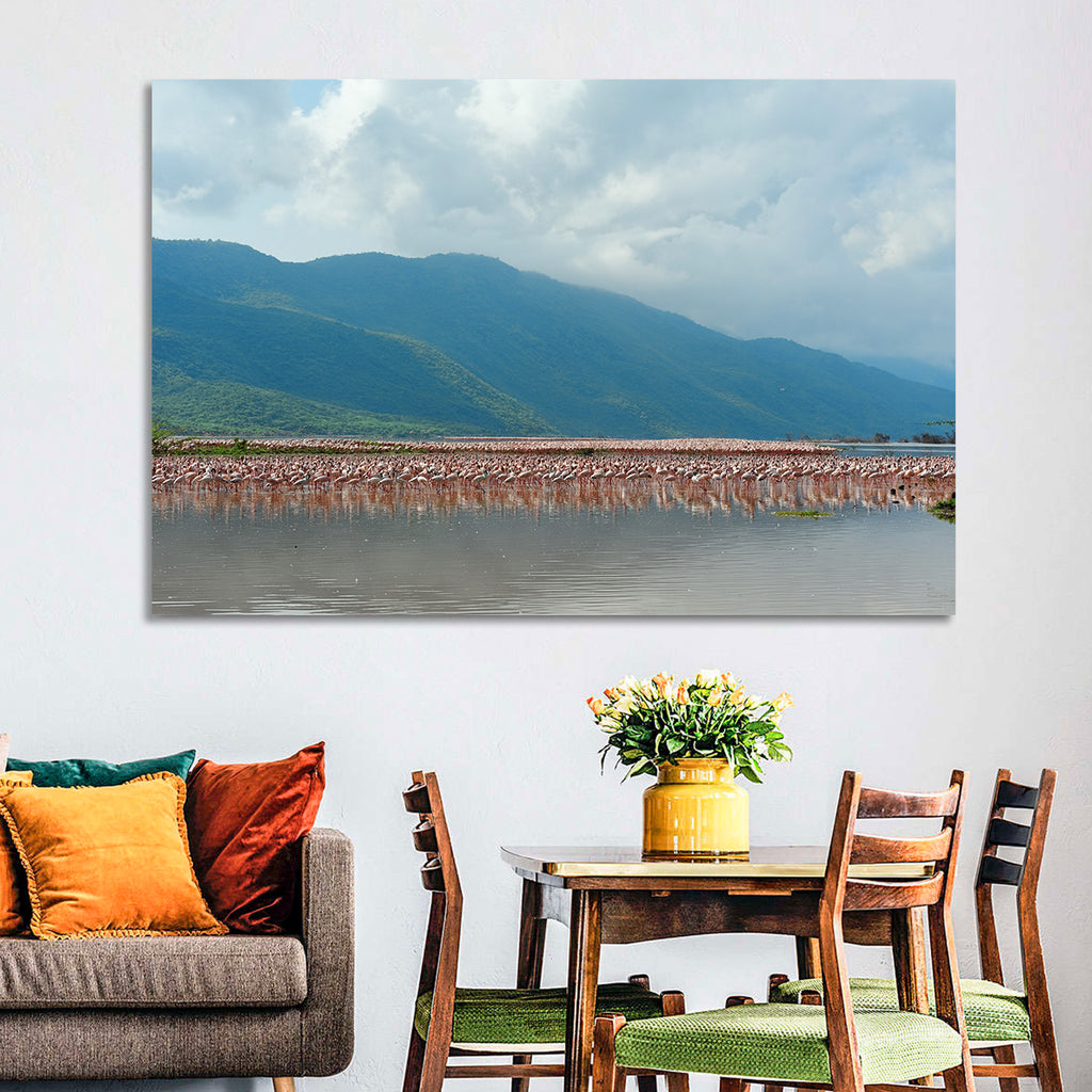 Flock of Flamingos at Lake Bogoria Wall Art