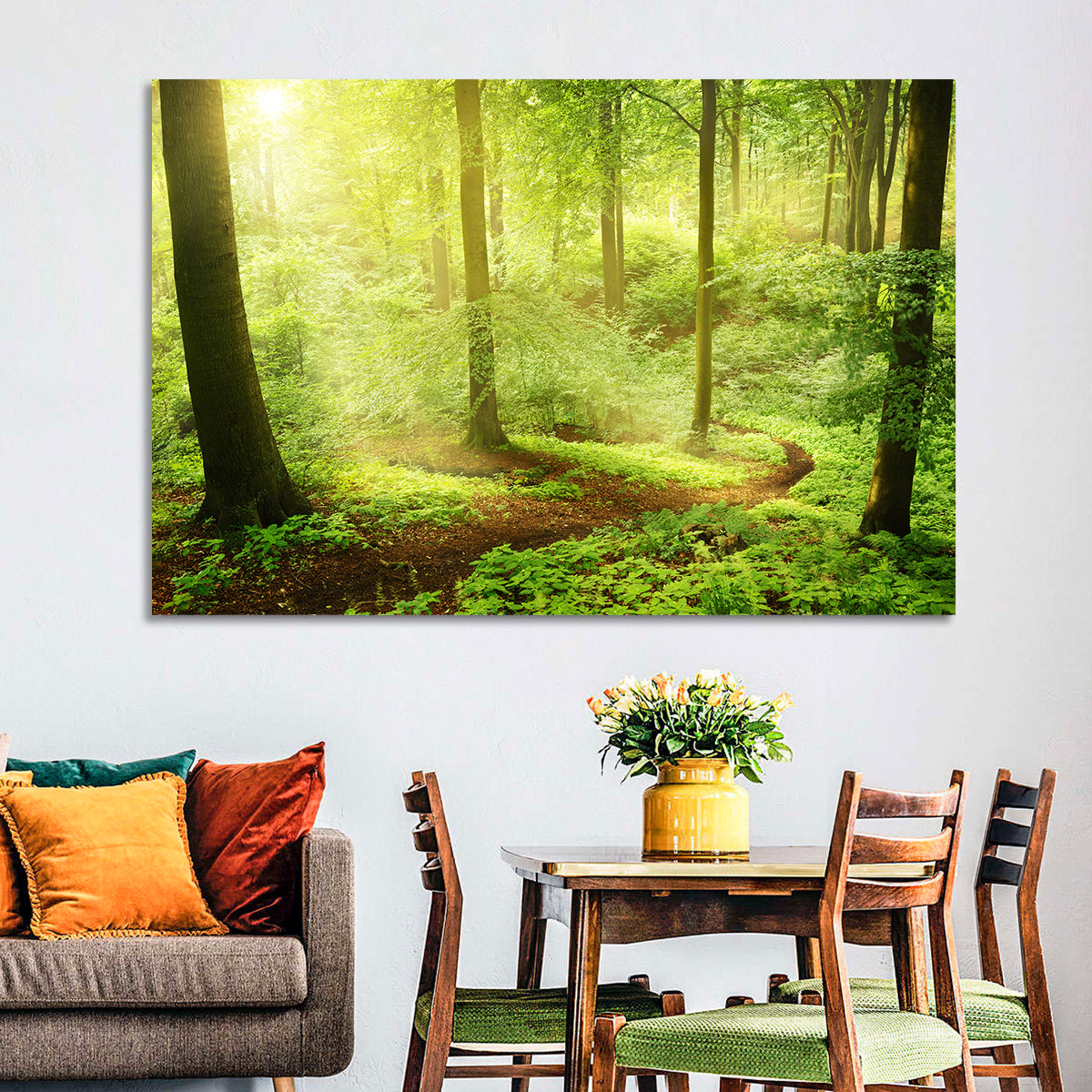 Sunlit Forest Path Wall Art
