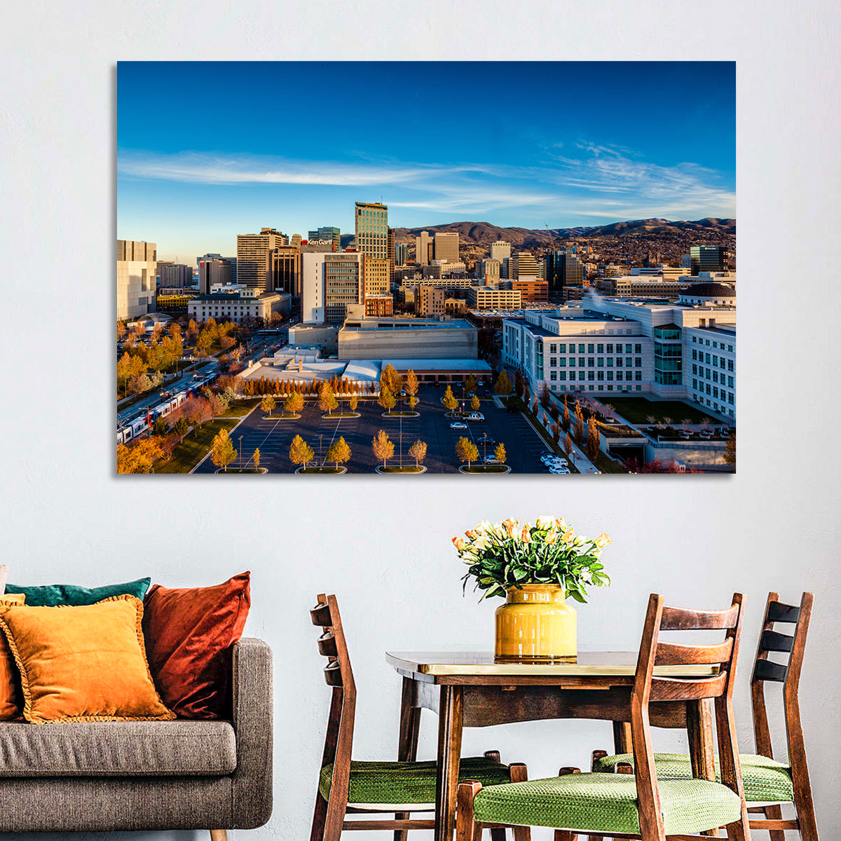 Salt Lake City Skyline at Golden Hour Wall Art