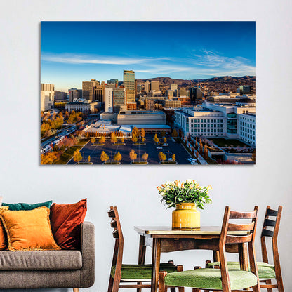 Salt Lake City Skyline at Golden Hour Wall Art