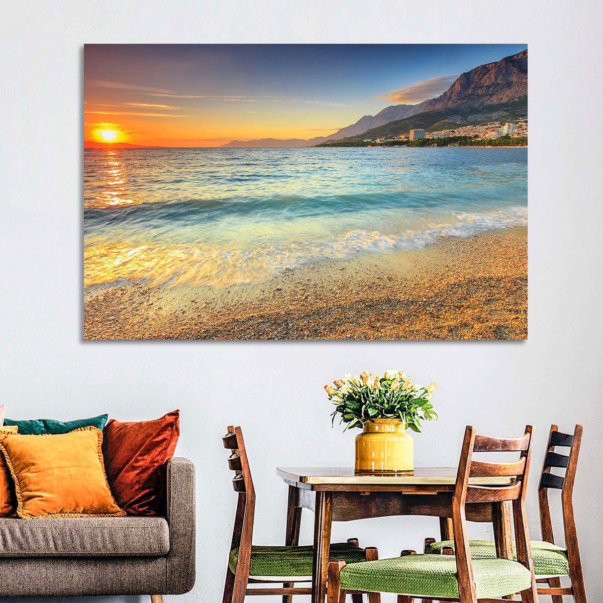 Makarska Pebble Beach Sunset Wall Art