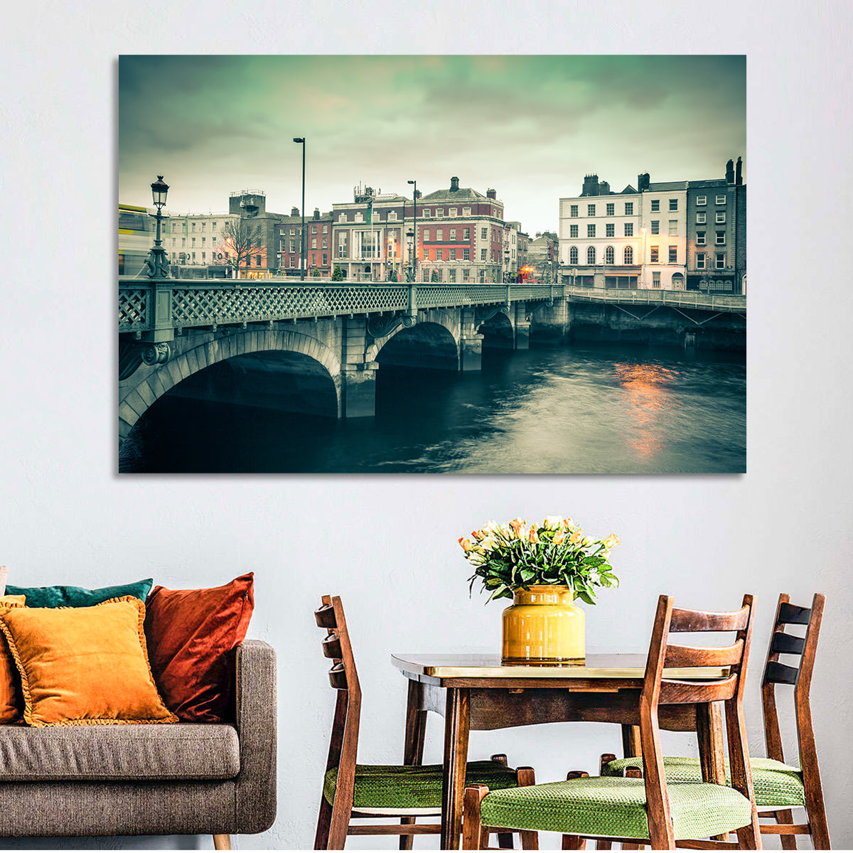 Grattan Bridge Twilight Wall Art in a room, landscape
