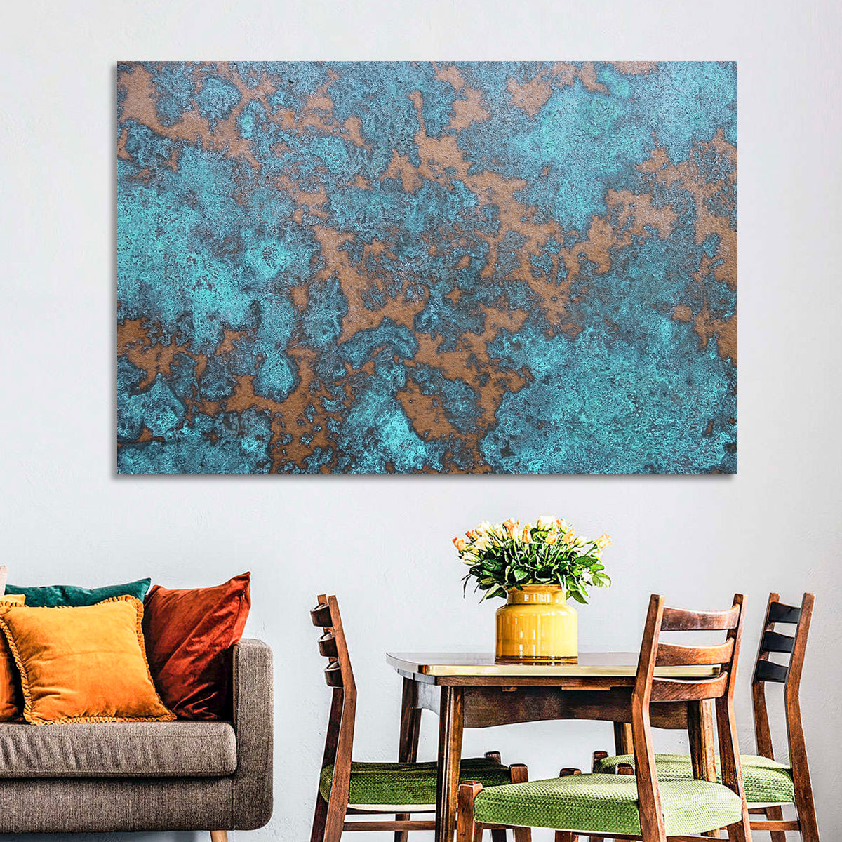 Oxidized Copper Patina Abstract Wall Art