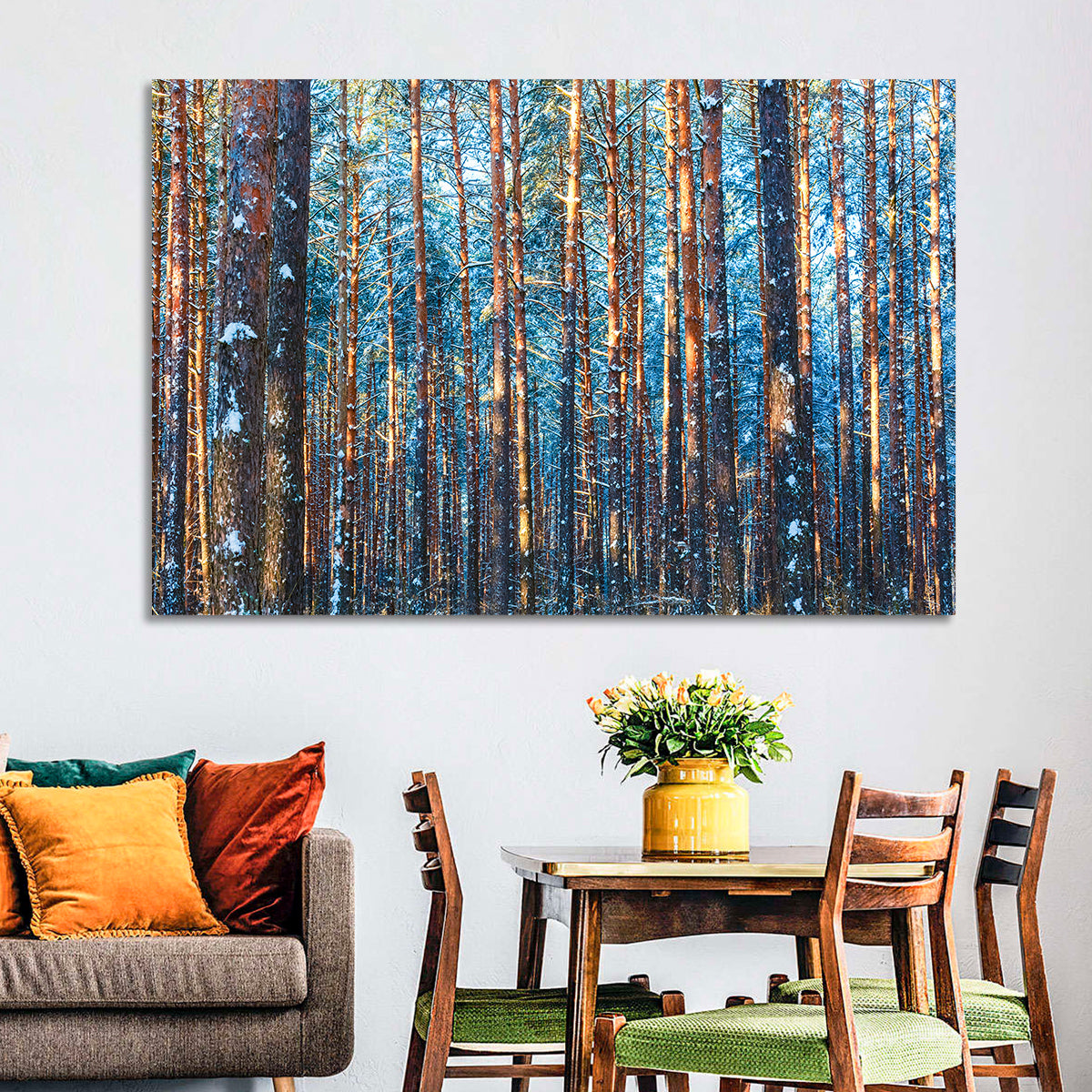 Golden Hour Winter Pine Forest Wall Art