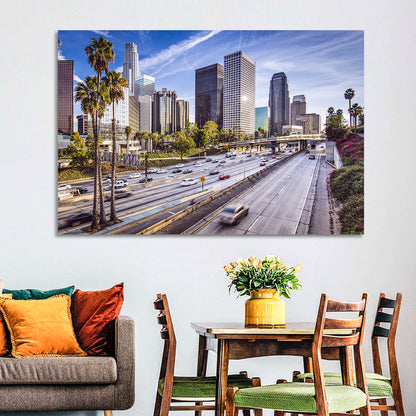 Los Angeles Freeway to Downtown Skyline Wall Art