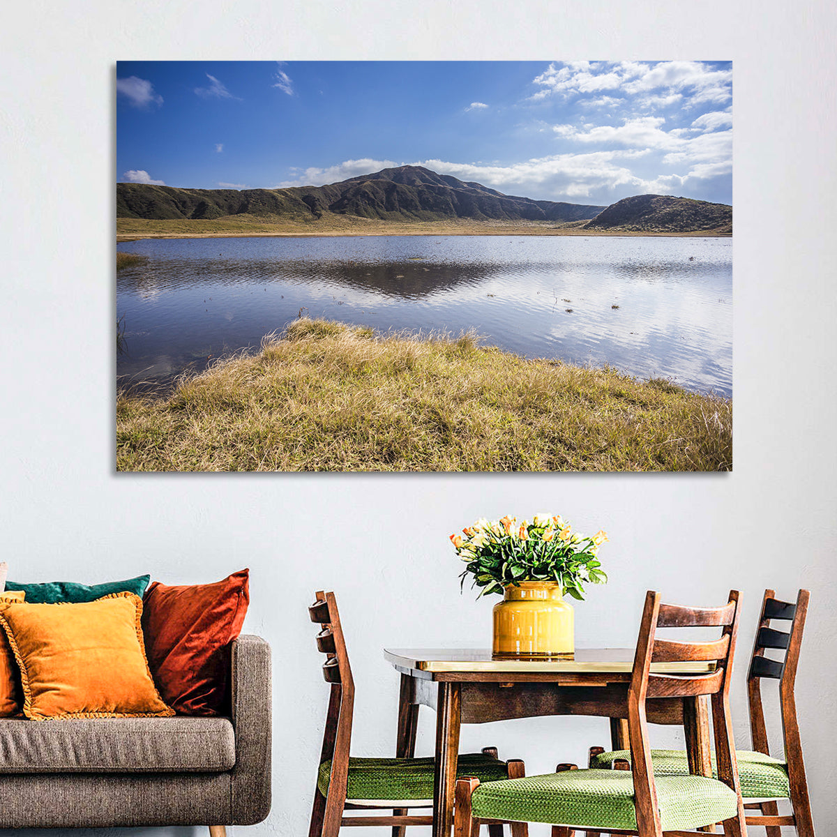Mount Aso Lake Reflection Wall Art