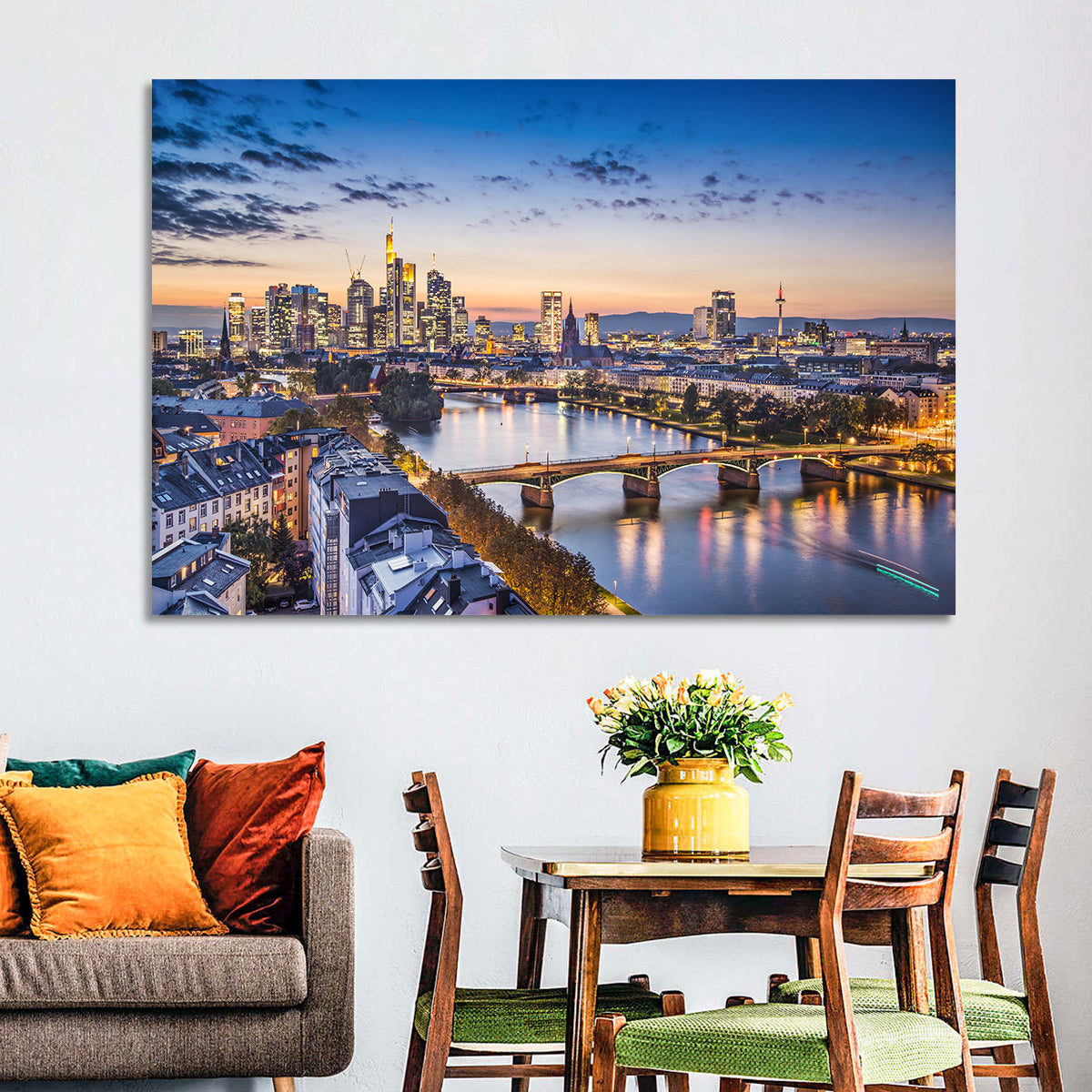 Frankfurt Twilight Skyline Wall Art