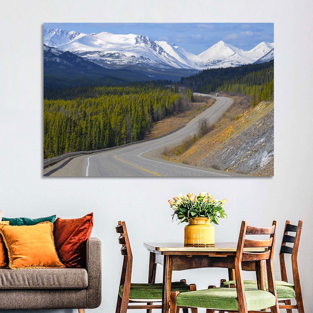 Alaska Highway Winding Road and Rv Wall Art