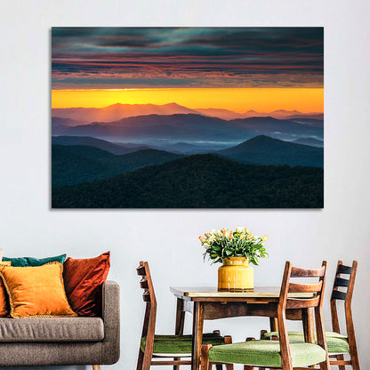Misty Blue Ridge Sunrise North Carolina Wall Art