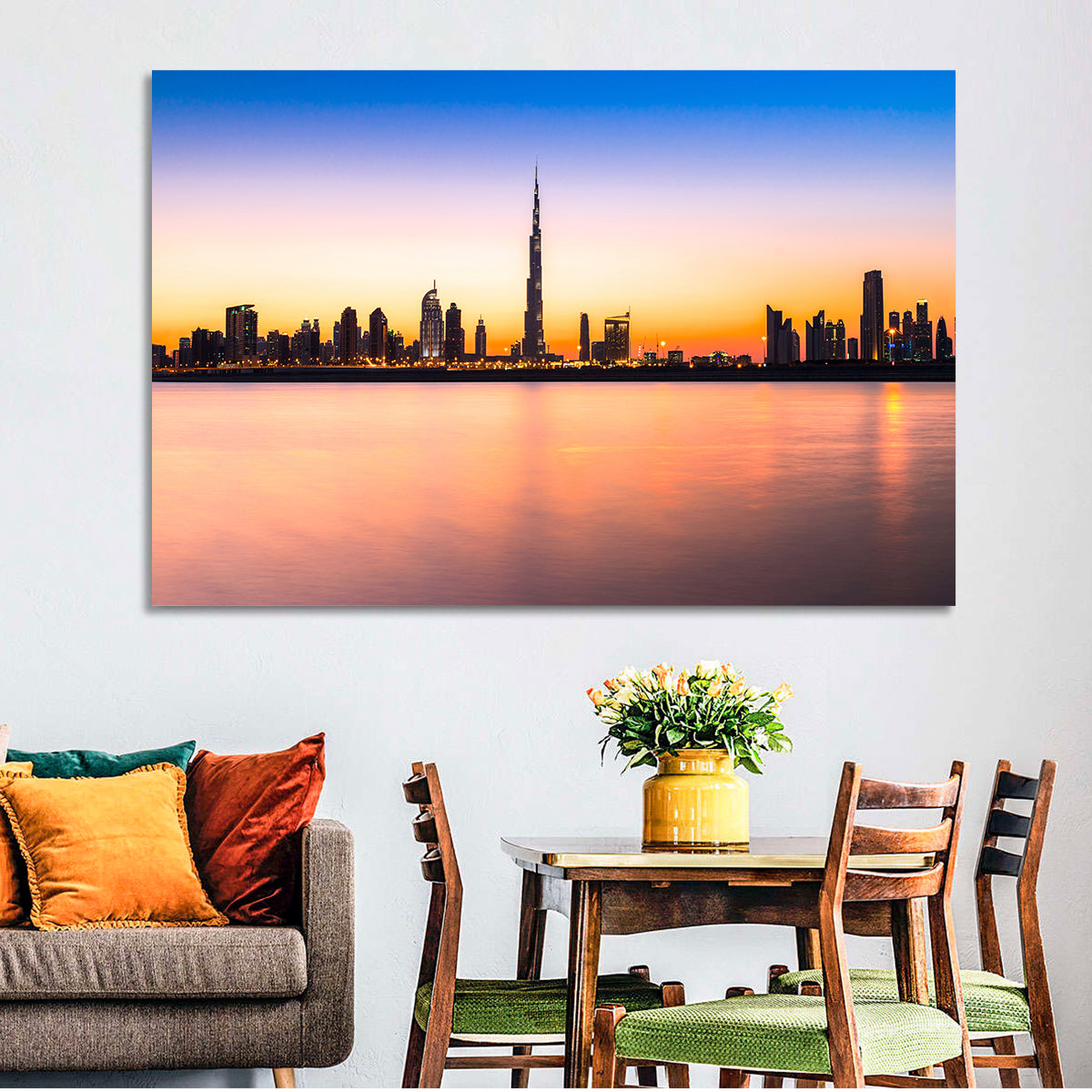Dubai Skyline at Dusk Wall Art