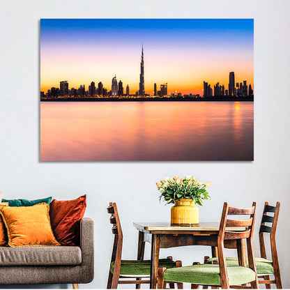Dubai Skyline at Dusk Wall Art