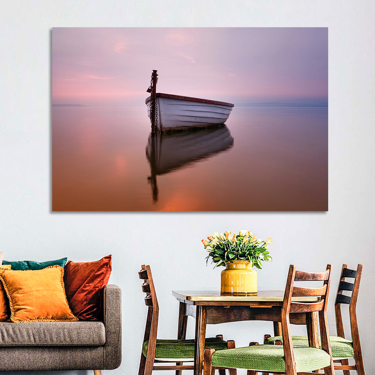 Pastel Boat Reflection Wall Art