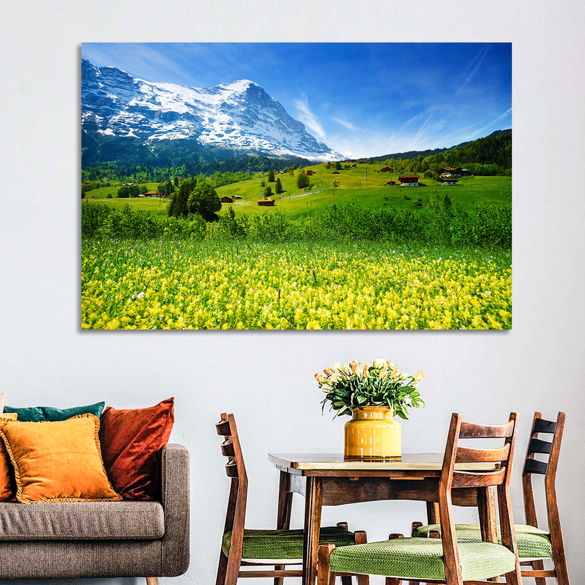 Alpine Wildflower Meadow Wall Art in a room, landscape