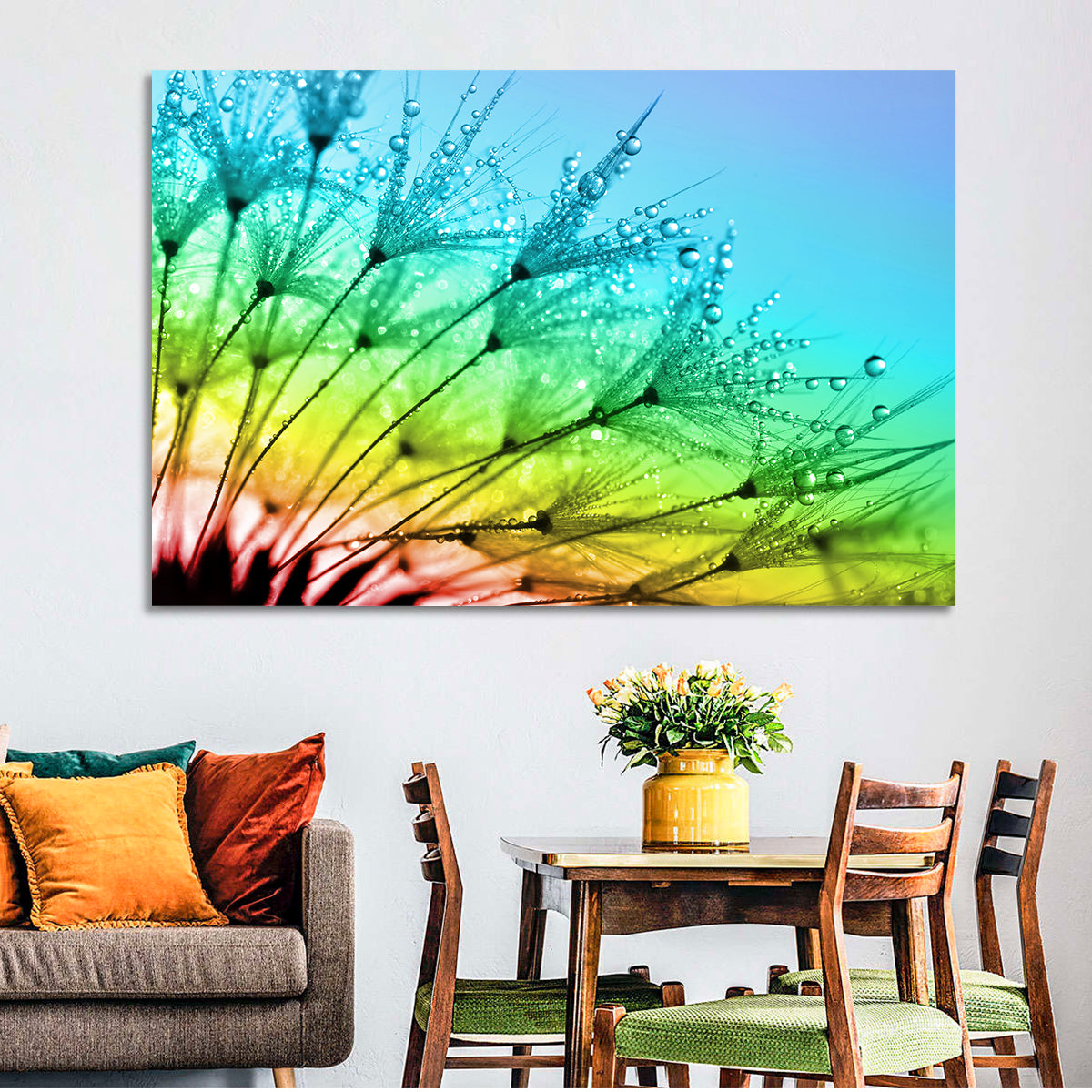 Dewy Dandelion Close-up Wall Art