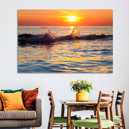 Lake Michigan Sunset Waves Wall Art