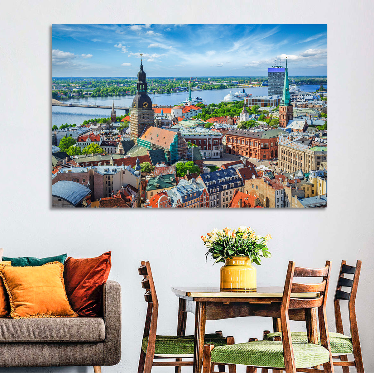 Riga Cityscape Wall Art in a room, landscape