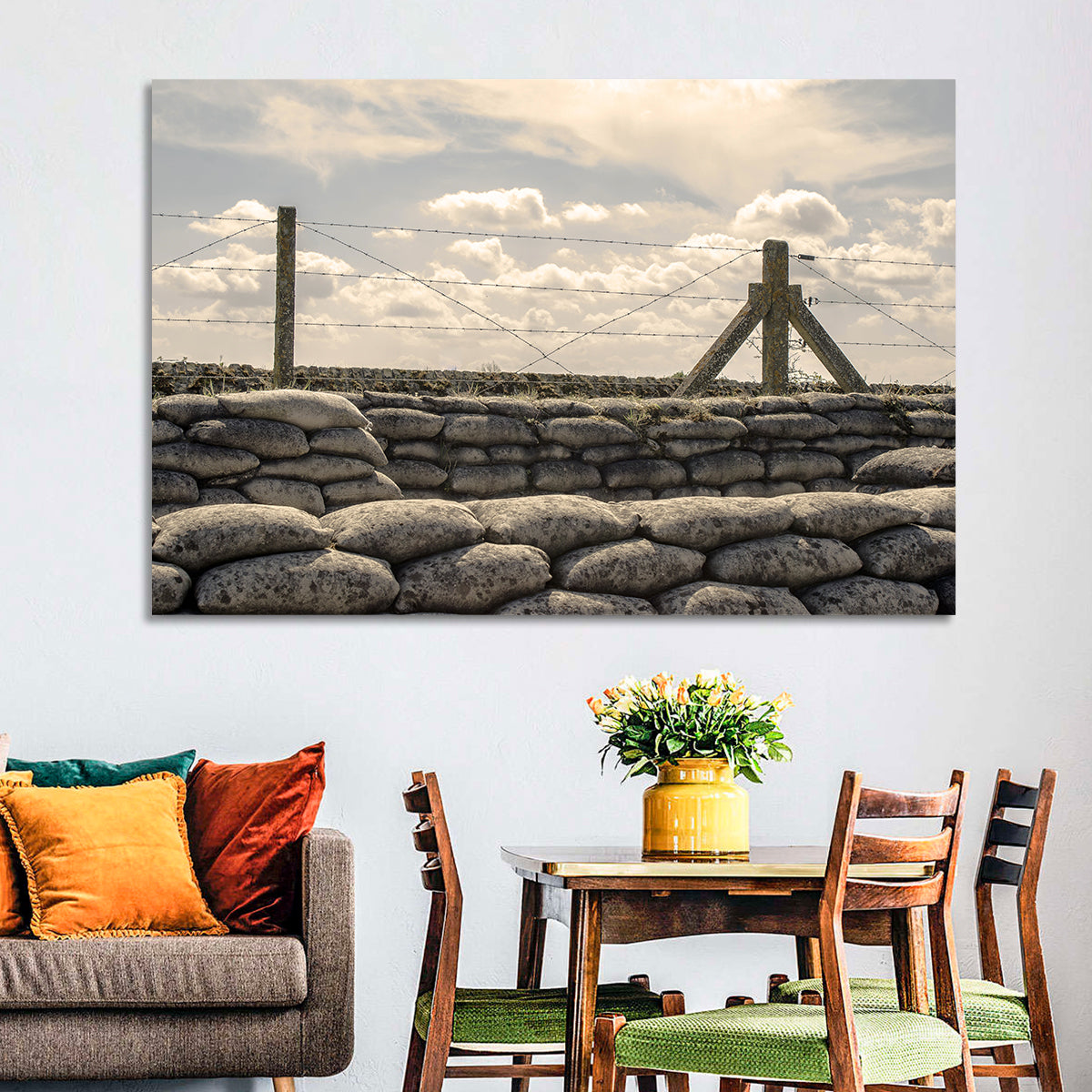 Wwi Trench with Sandbags Wall Art