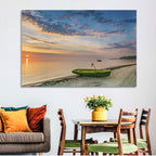 Green Rowboat at Sunrise Wall Art