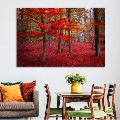 Crimson Autumn Forest Wall Art