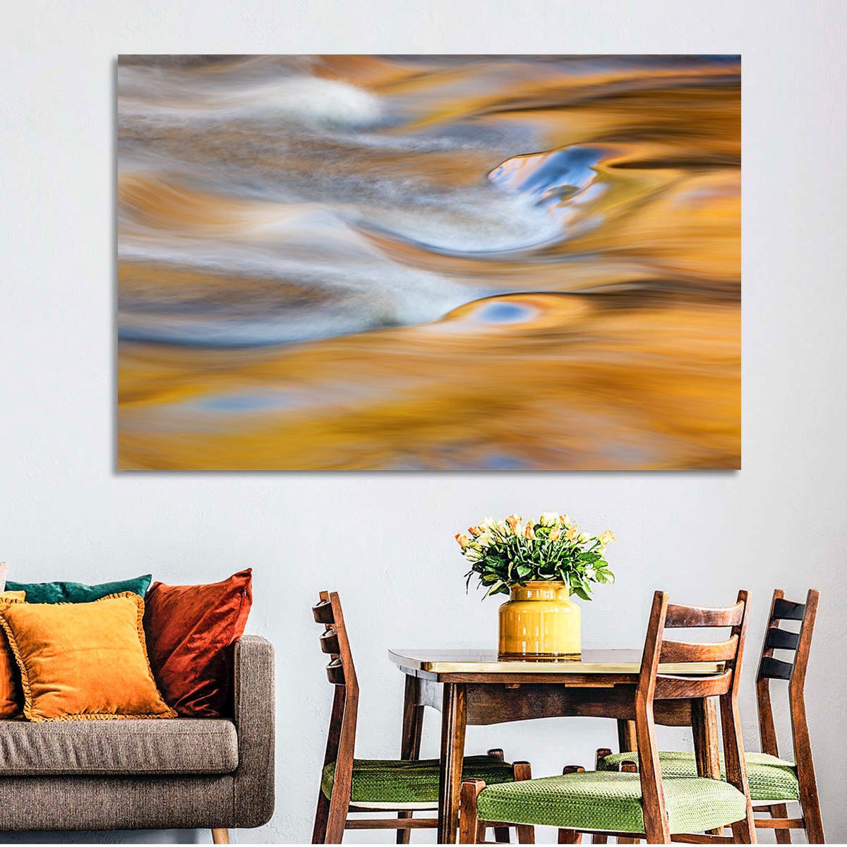 Golden Water Abstraction Wall Art