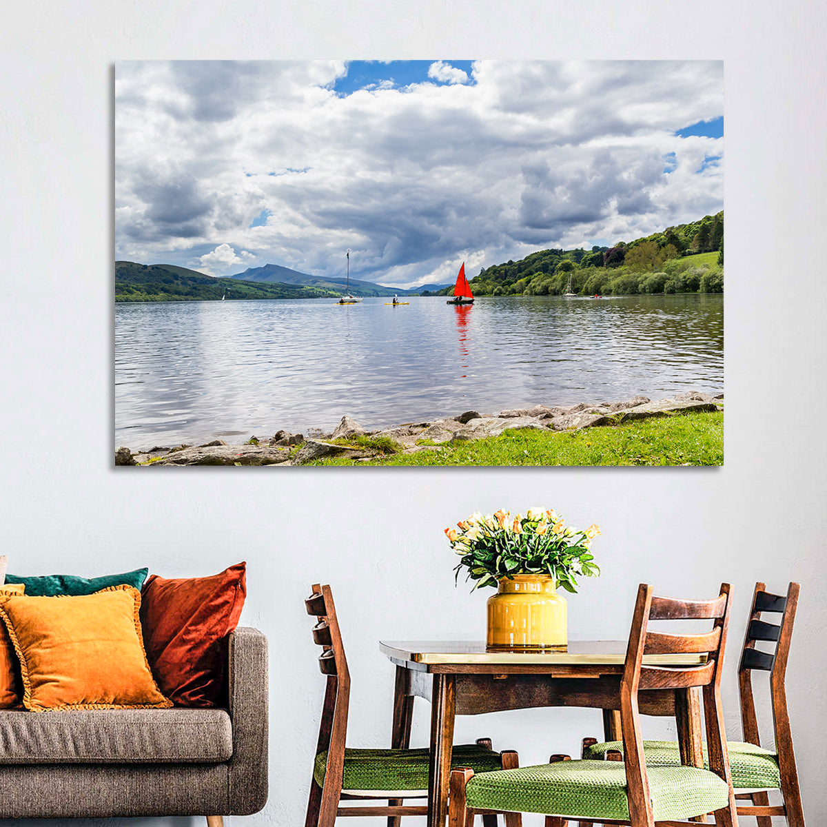 Bala Lake Sailboat Reflection Wall Art