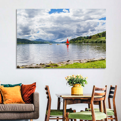 Bala Lake Sailboat Reflection Wall Art