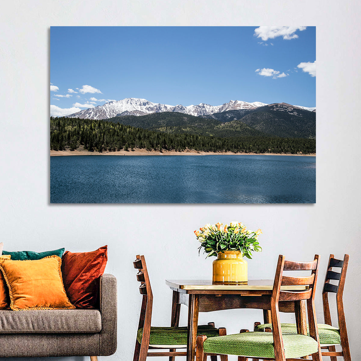 Pikes Peak from Crystal Lake Wall Art in a room, landscape