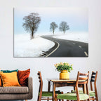 Foggy Winter Road Wall Art